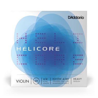 D'Addario Helicore Violin H310W 4/4 Heavy Tension Wound E, Ball End, Full Set
