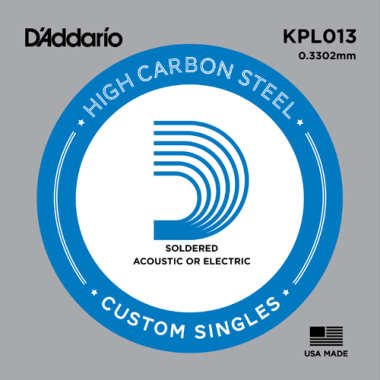 D'Addario KPL013 Plain Soldered Ball End .013 (.330 mm) Single String