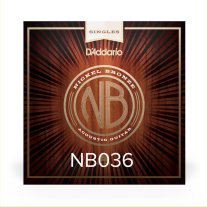 D'Addario NB036 Nickel Bronze Wound Acoustic Single String, .036