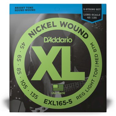 D'Addario Nickel Wound EXL165-5 Electric Bass 5 String (45-135)
