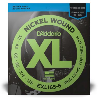D'Addario Nickel Wound EXL165-6 Electric Bass 6 String (32-135)