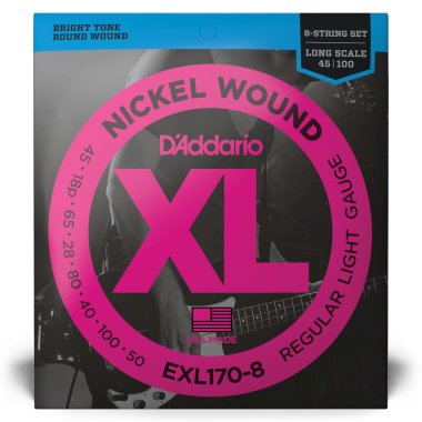 D'Addario Nickel Wound EXL170-8 Regular Light 8-String Bass (45-100)