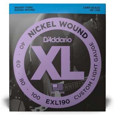 D'Addario Nickel Wound EXL190 Electric Bass (40-100), Full Set