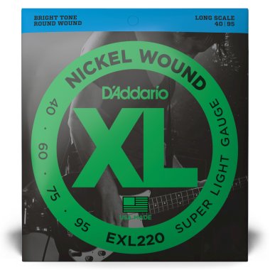 D'Addario Nickel Wound EXL220 Electric Bass (40-95), Full Set