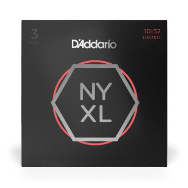 D'Addario NYXL1052 Nickel Wound Med Top / Hvy Bottom 10-52, 3 sets