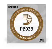 D'Addario PB038 Phosphor Bronze Acoustic String, .038 gauge, Single