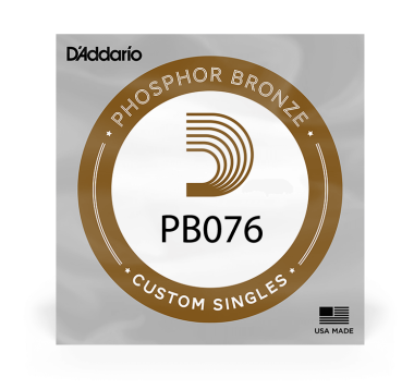 D'Addario PB076 Phosphor Bronze Acoustic String, .076 gauge, Single