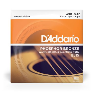D'Addario Phosphor Bronze Acoustic Guitar Strings EJ15 Ex Light 10-47