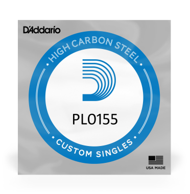 D'Addario PL0155 Plain Steel Ball End .0155 in. (.39 mm) Single String