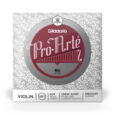 D'Addario Pro Arte Violin J56W 4/4M Wound E, Medium Tension, Ball End, Full Set