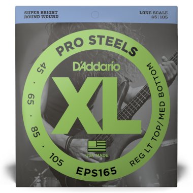 D'Addario Pro Steels EPS165 Reg Light Top/Med Bottom (45-105) Full Set