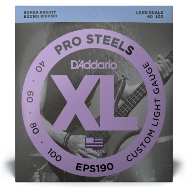 D'Addario Pro Steels EPS190 Custom Light (40-100), Full Set