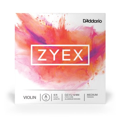 D'Addario Zyex Violin Aluminum A 4/4 Medium Tension, Ball End, Single String