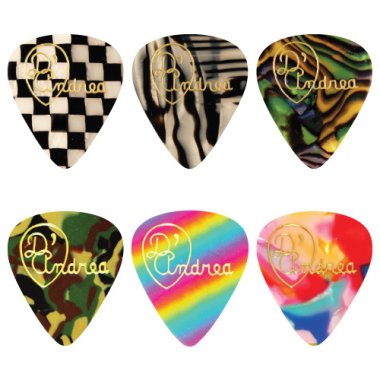 D'Andrea Wild Celluloid Guitar Picks, Medium .71mm, Assorted 12-Pack