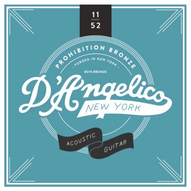 D'Angelico DAPB1152 Prohibition Bronze Acoustic Strings, Light 11-52