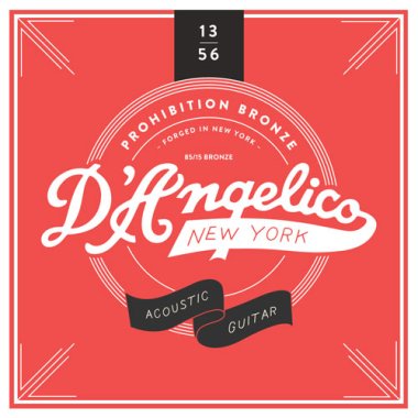D'Angelico DAPB1356 Prohibition Bronze Acoustic Strings, Medium 13-56