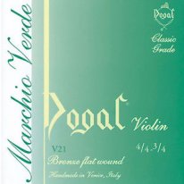 Dogal V21 Green Tag Bronze Flatwound Violin Strings 3/4-4/4 Ball End