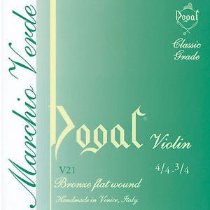 Dogal V21 Green Tag Bronze Flatwound Violin Strings 3/4-4/4 Ball End
