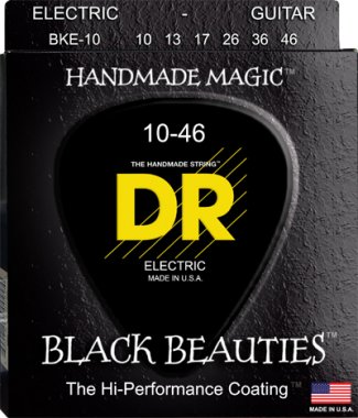 DR Black Beauties BKE-10 Black Coated Electric Guitar Strings 10-46