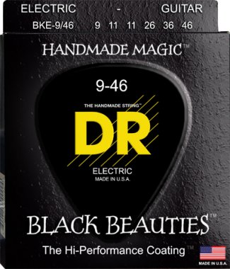 DR Black Beauties BKE-9/46 Black Coated Electric Guitar Strings 9-46