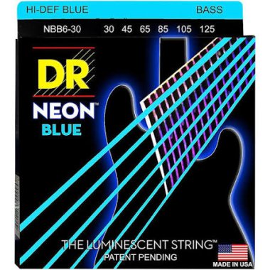 DR Hi-Def Blue K3 Neon Luminescent Electric Bass NBB6-30 (30-125)