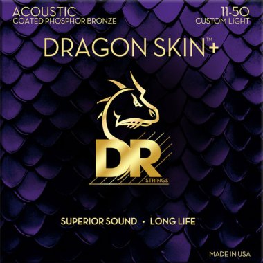 DR Strings DAP-11 Dragon Skin+ Coated Acoustic Guitar Cus-L 11-50