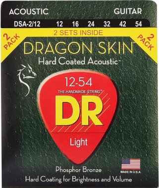 DR Strings DSA-2/12 Dragon Skin Coated Acoustic Light 12-54 2-Pack