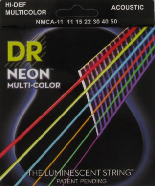 DR Strings NMCA-11 K3 Hi-Def Neon Multicolor Acoustic Strings 11-50