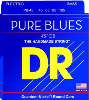 DR Strings PB-45 Pure Blues Electric Bass Strings, Medium 45-105