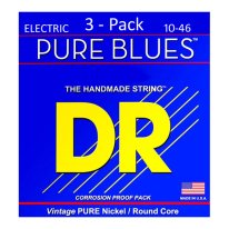 DR Strings Pure Blues Pure Nickel Electric Guitar Strings 10-46 3 Pack