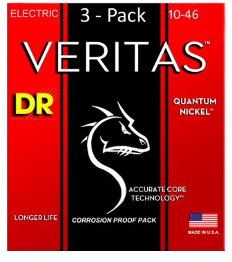 DR Strings Veritas Medium Electric Guitar Strings 10-46, 3 Pack
