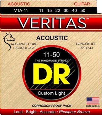 DR Strings VTA-11 Veritas Phosphor Bronze Round-Core Cust Lt 11-50