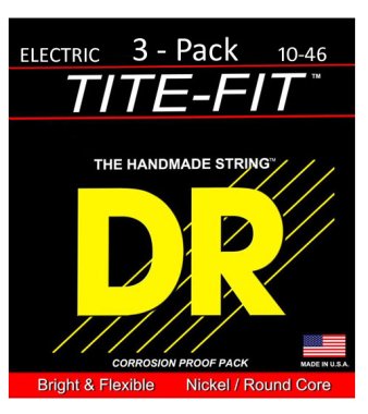 DR Tite-Fit Electric Guitar Strings Medium Tite 10-46, 3 pack