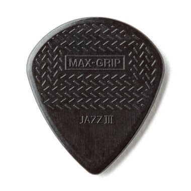 Dunlop 471R3S Black Nylon Max-Grip Jazz III Stiffo, One Pick