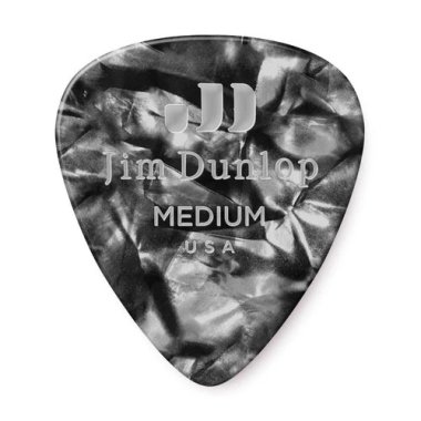 Dunlop Celluloid Black Pearloid Pick Medium, One Pick