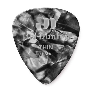 Dunlop Celluloid Black Pearloid Pick Thin, One Pick