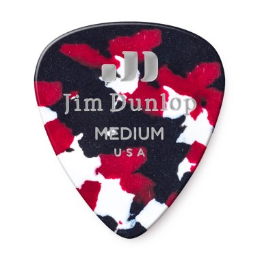 Dunlop Celluloid Confetti Pick Medium- Red, Blk, White, One Pick