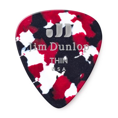 Dunlop Celluloid Confetti Pick Thin- Red, Blk, White, One Pick