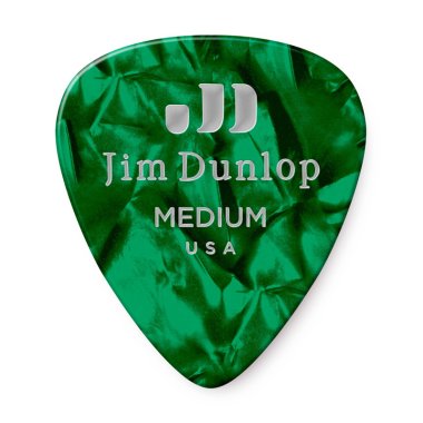 Dunlop Celluloid Green Pearloid Pick Medium, One Pick