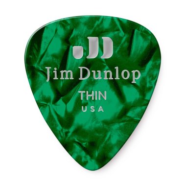 Dunlop Celluloid Green Pearloid Pick Thin, One Pick