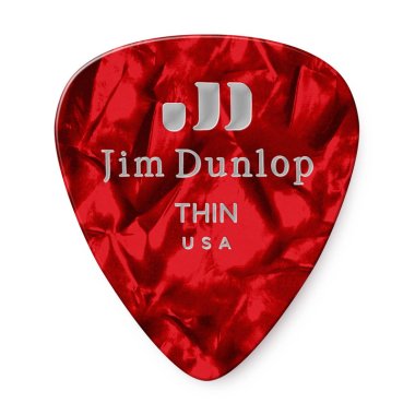 Dunlop Celluloid Red Pearloid Pick Thin, One Pick