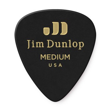 Dunlop Classic Celluloid Black Pick Medium, One Pick