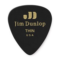 Dunlop Classic Celluloid Black Pick Thin, One Pick