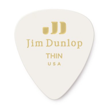 Dunlop Classic Celluloid White Pick Thin, One Pick