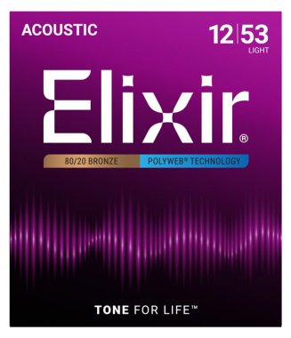 Elixir 11050 Polyweb Coated 80/20 Bronze Acoustic Guitar Light 12-53