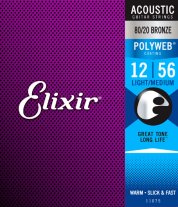 Elixir 11075 Polyweb Coated 80/20 Bronze Acoustic Guitar Lt-Med 12-56