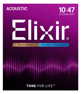 Elixir 11150 Polyweb Coated 80/20 Bronze Acoustic 12 string Lt 10-47