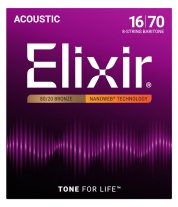 Elixir 11308 Nanoweb 80/20 Bronze Baritone Acoustic 8 String 16-70