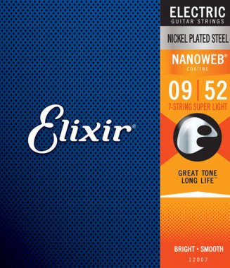 Elixir 12007 NanoWeb 7-String Super Light Electric Guitar Strings 9-52