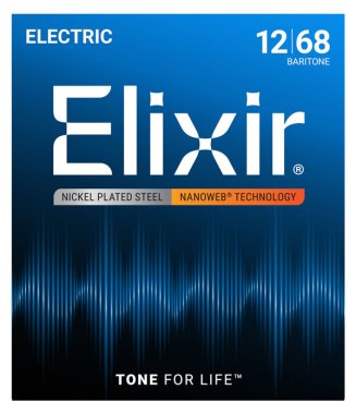 Elixir 12302 Baritone NanoWeb Electric Guitar Strings 12-68